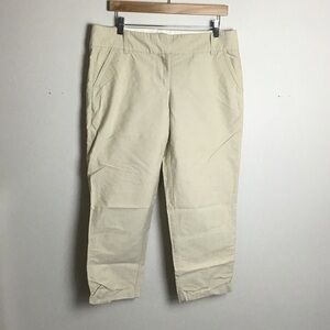 J.crew city fit cuffed cropped chinos in ecru mid rise size 10 100% cotton.